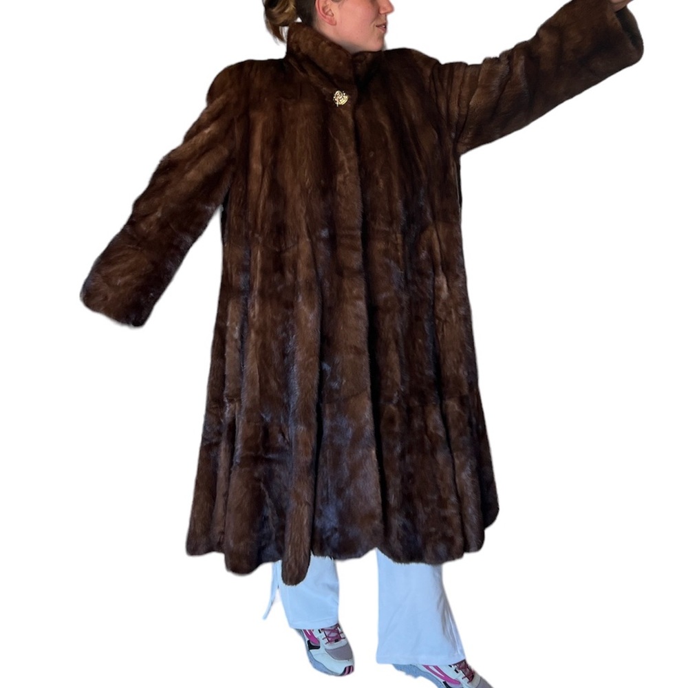 GENNY MINK FUR Demi Buff Swing COAT 100% Authentic Like New